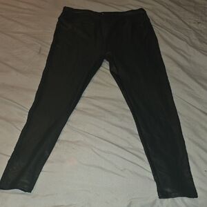 +Santiny Women's Faux Leather Black Leggings